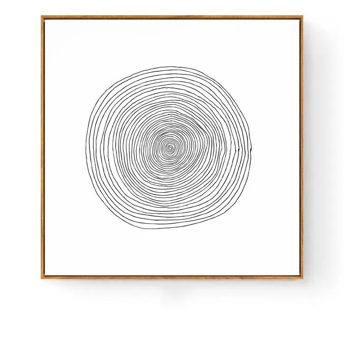 Abstract Black and White Wall Art With Wood Frame