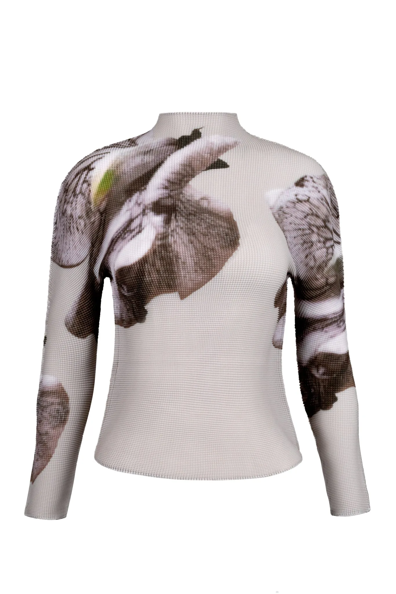 Agata Coral Print 3D Honeycomb Texture Top