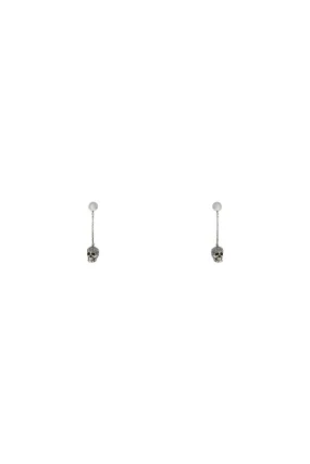 ALEXANDER MCQUEEN skull earrings with pavé and chain