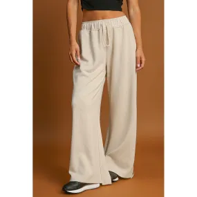 Apricot Solid Color Wide Leg Pants