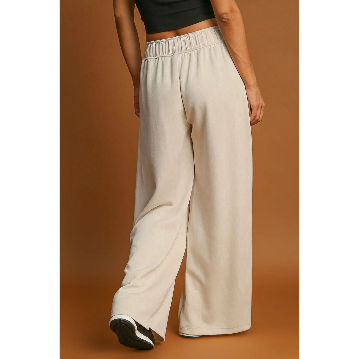 Apricot Solid Color Wide Leg Pants