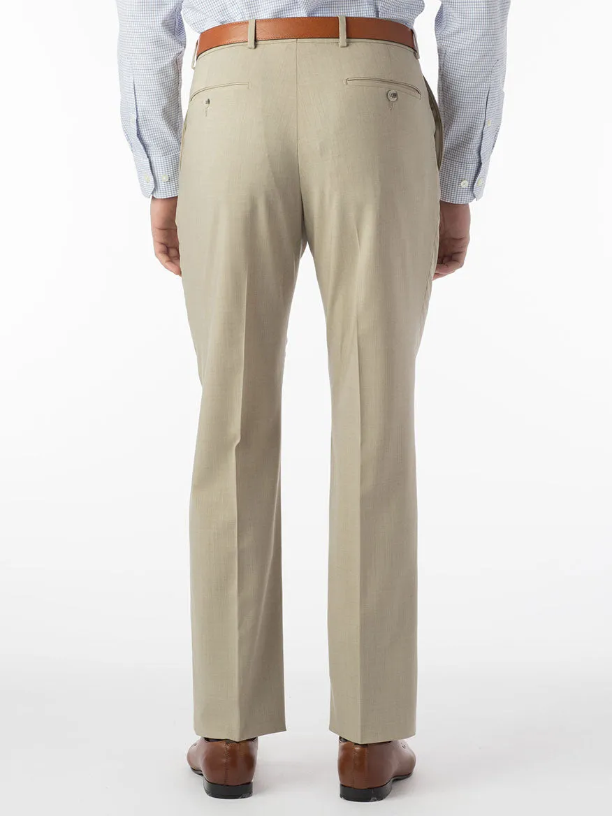 Ballin Soho Comfort 'EZE' Super 120s Modern Flat Front Twill Pant in Khaki