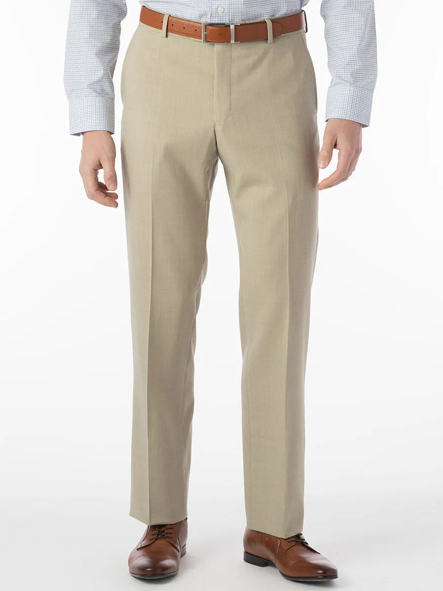 Ballin Soho Comfort 'EZE' Super 120s Modern Flat Front Twill Pant in Khaki
