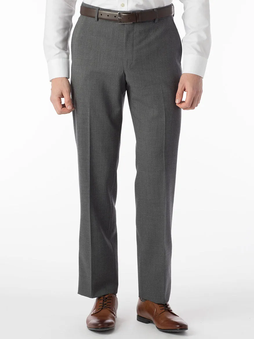 Ballin Soho Comfort 'EZE' Super 120s Modern Flat Front Twill Pant in Mid Grey