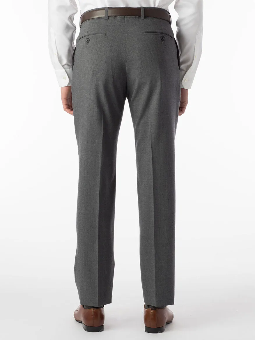 Ballin Soho Comfort 'EZE' Super 120s Modern Flat Front Twill Pant in Mid Grey
