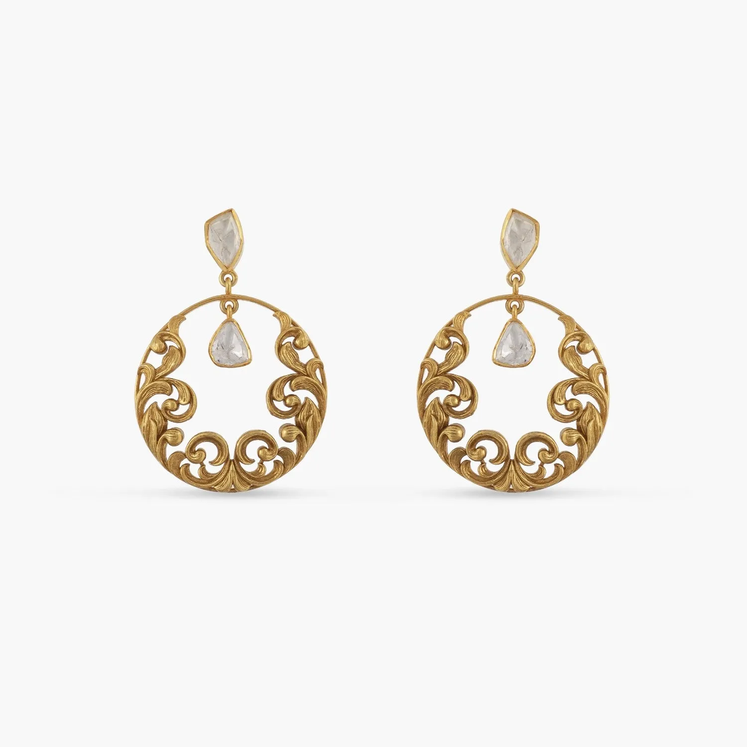 Baroque Moissanite Silver Drop Earrings