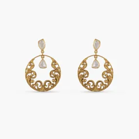 Baroque Moissanite Silver Drop Earrings