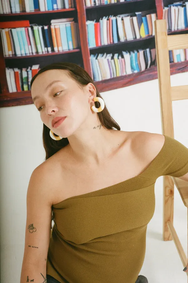 Binky and Lulu Limone Stripe Small Chunk Hoops