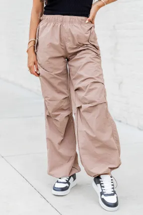 Can't Help Myself Taupe Nylon Parachute Pants FINAL SALE