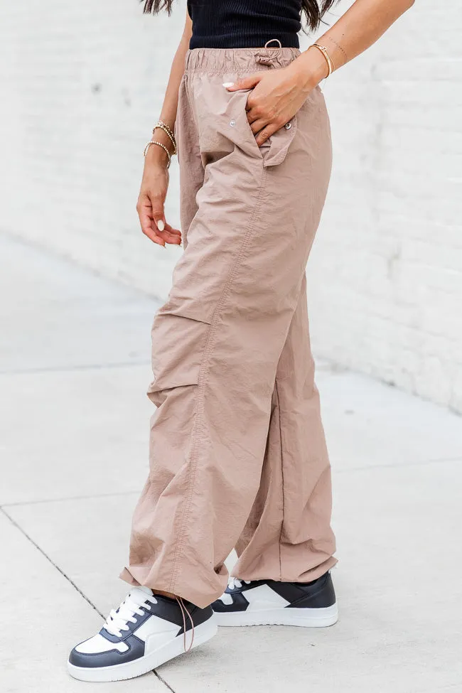Can't Help Myself Taupe Nylon Parachute Pants FINAL SALE