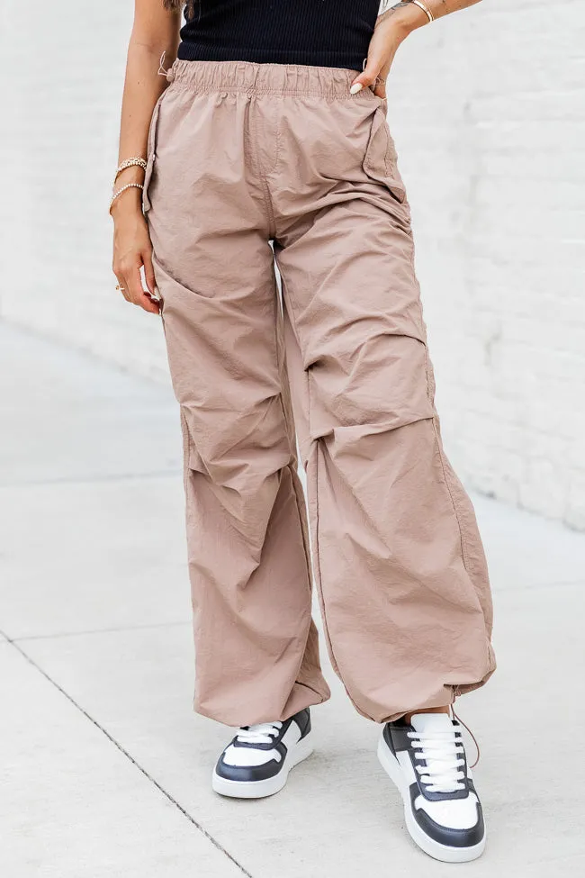 Can't Help Myself Taupe Nylon Parachute Pants FINAL SALE