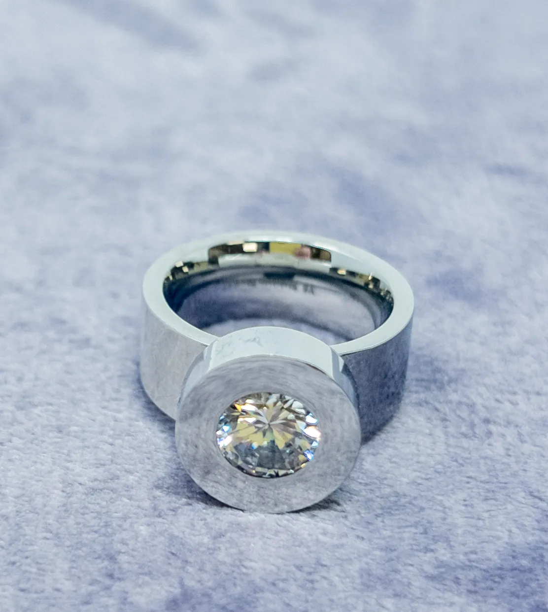 Chunky Stainless Steele Diamante Crystal Ring