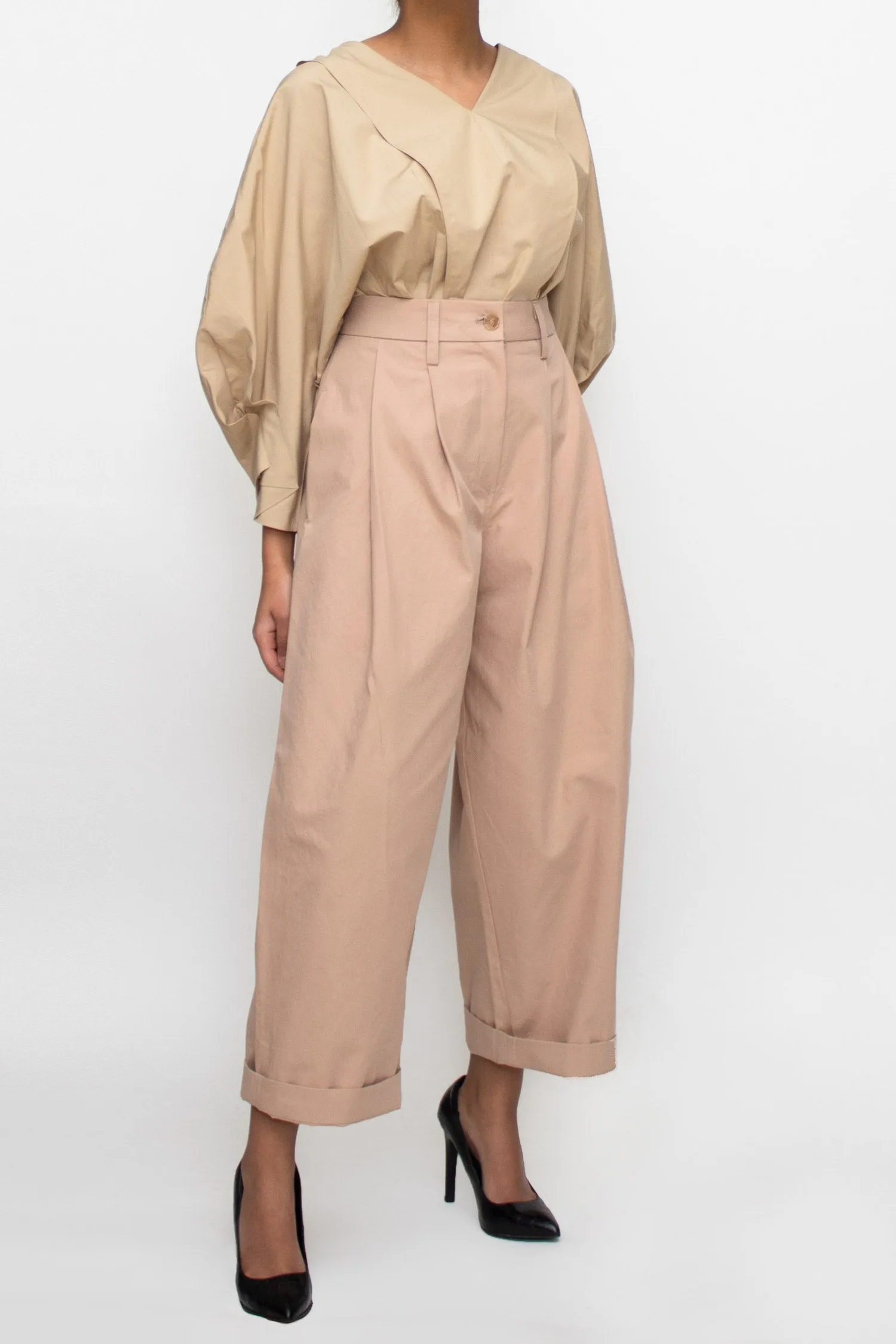 Dusty Rose High Waisted Trousers