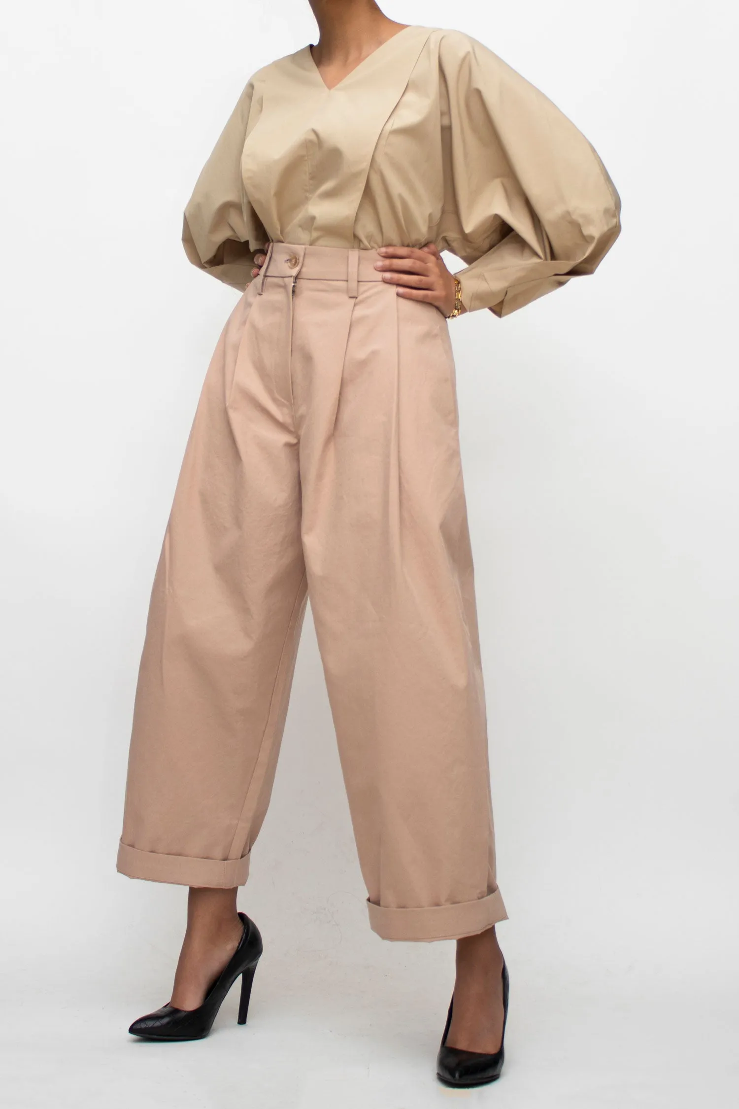 Dusty Rose High Waisted Trousers