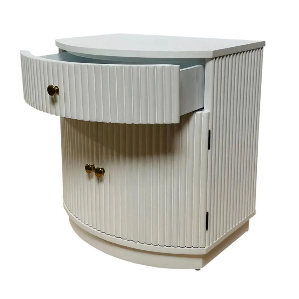 Elle White Ridged Side Table