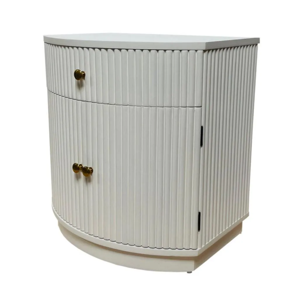 Elle White Ridged Side Table