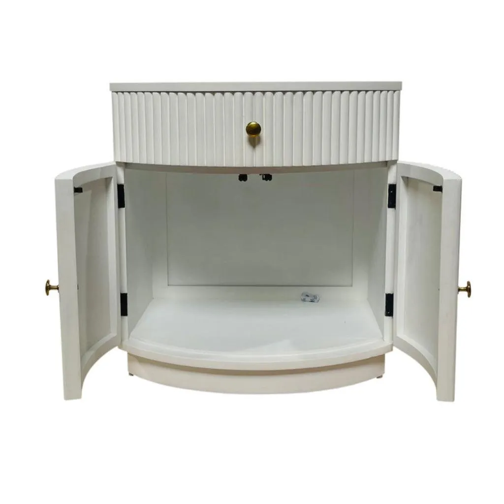 Elle White Ridged Side Table