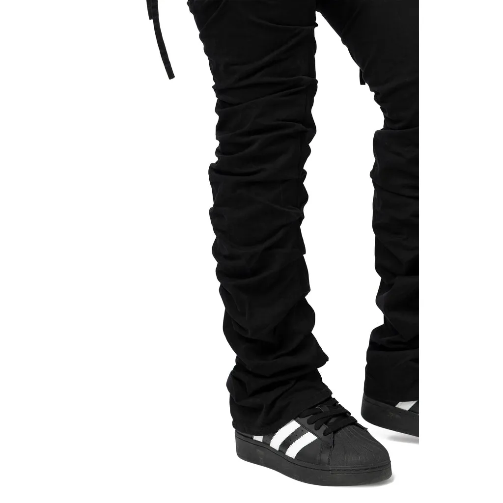 High Rise Bootcut Cargo Twill Pants - Black