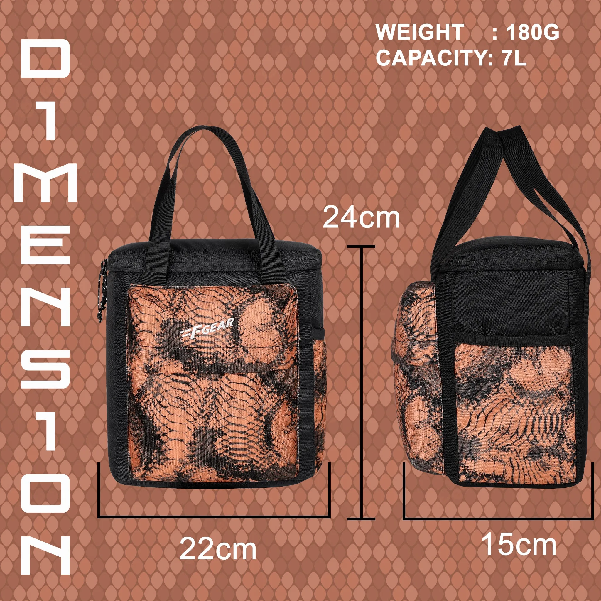 Hoover 7L Webbed Fawn Black Lunch Bag