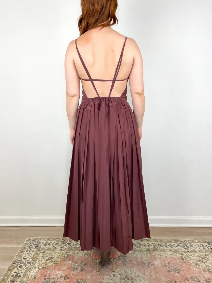 Italian Sporty Nylon Overall Dress in Cinnamon