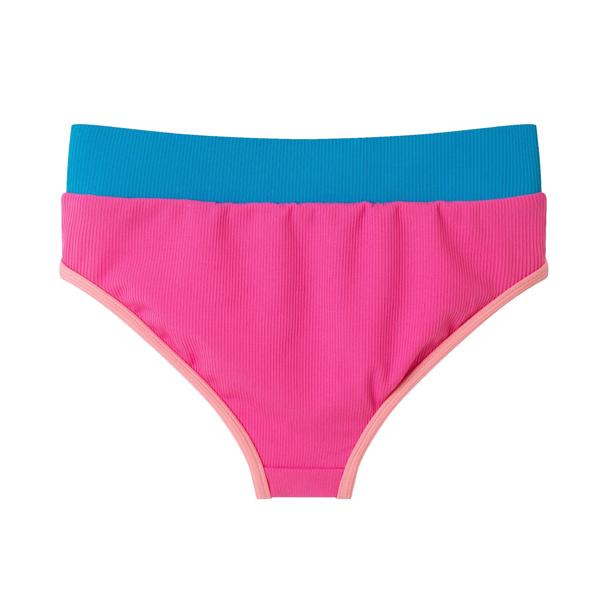 Kids (4-16) Two Piece Swimsuit Set | Pink Color Block