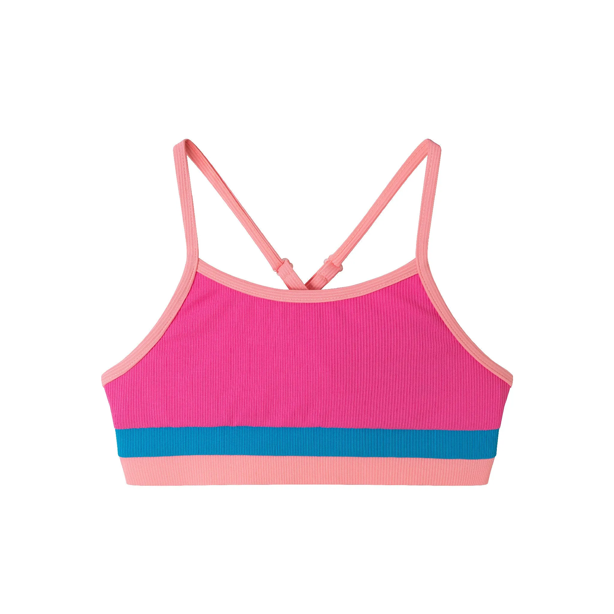 Kids (4-16) Two Piece Swimsuit Set | Pink Color Block