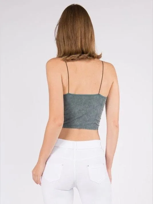 Lady's Acid Wash Seamless Crop Cami