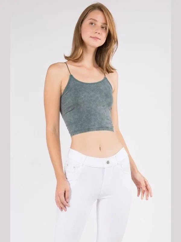 Lady's Acid Wash Seamless Crop Cami