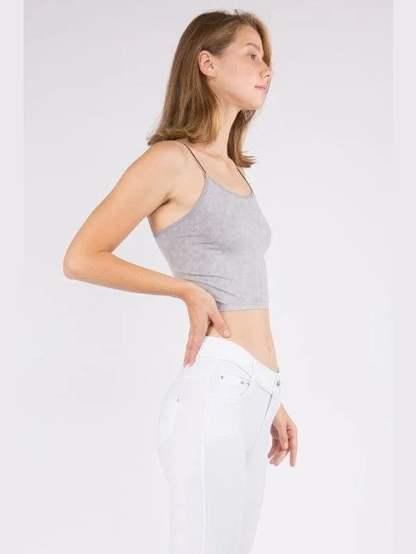 Lady's Acid Wash Seamless Crop Cami