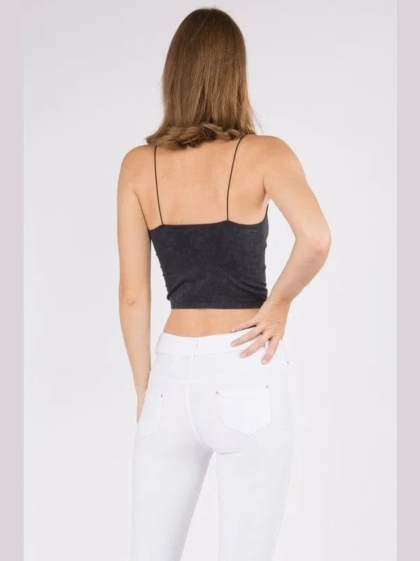 Lady's Acid Wash Seamless Crop Cami