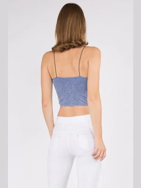 Lady's Acid Wash Seamless Crop Cami