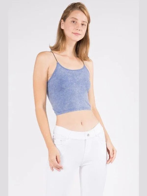 Lady's Acid Wash Seamless Crop Cami