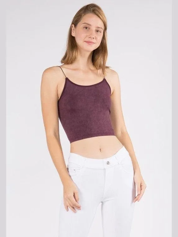 Lady's Acid Wash Seamless Crop Cami