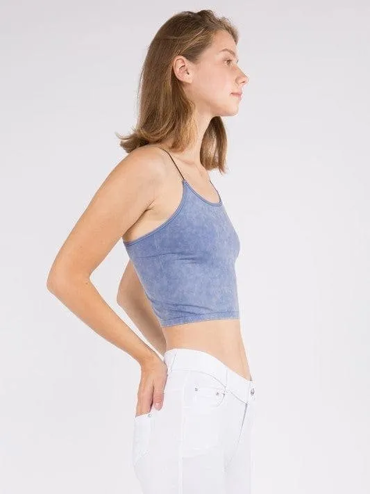 Lady's Acid Wash Seamless Crop Cami