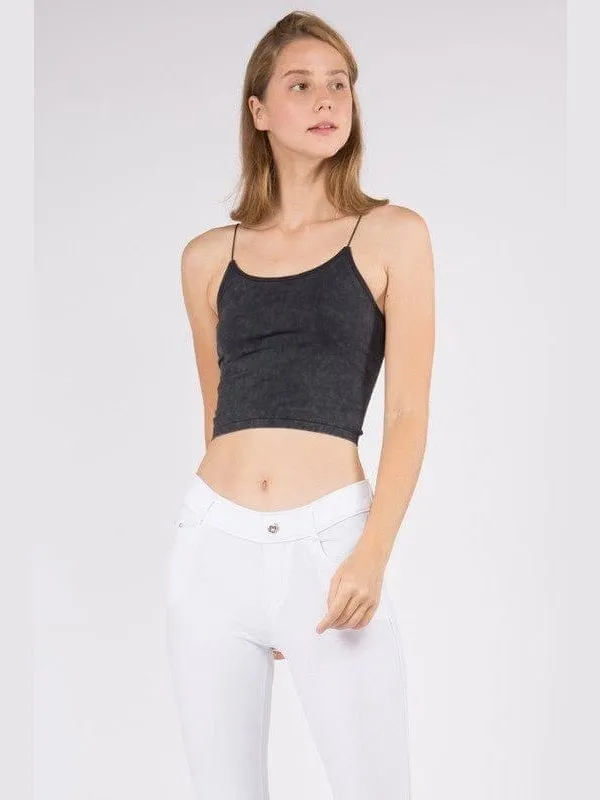 Lady's Acid Wash Seamless Crop Cami