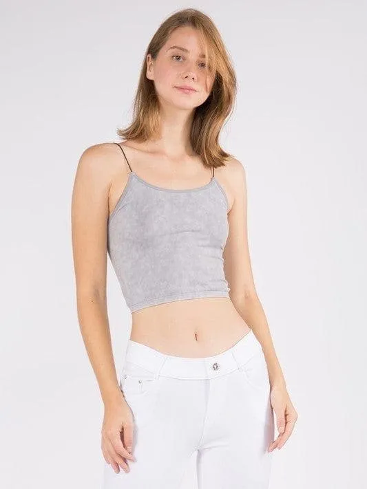 Lady's Acid Wash Seamless Crop Cami