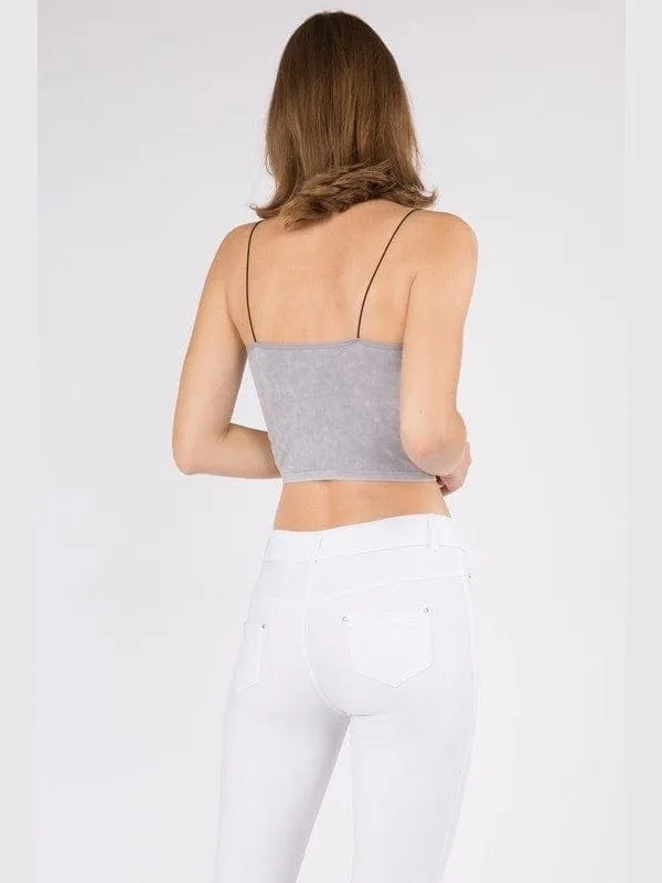 Lady's Acid Wash Seamless Crop Cami