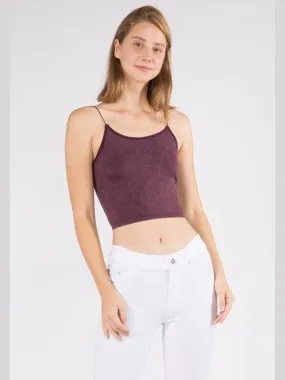 Lady's Acid Wash Seamless Crop Cami