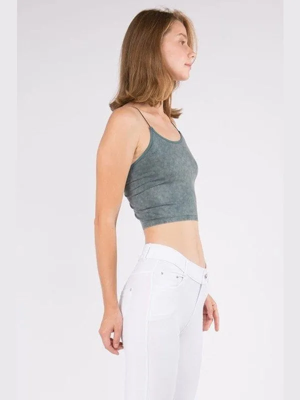 Lady's Acid Wash Seamless Crop Cami