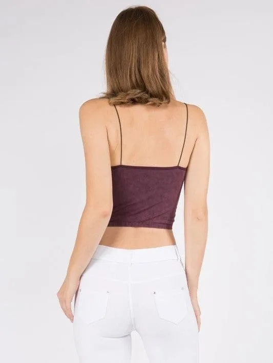 Lady's Acid Wash Seamless Crop Cami