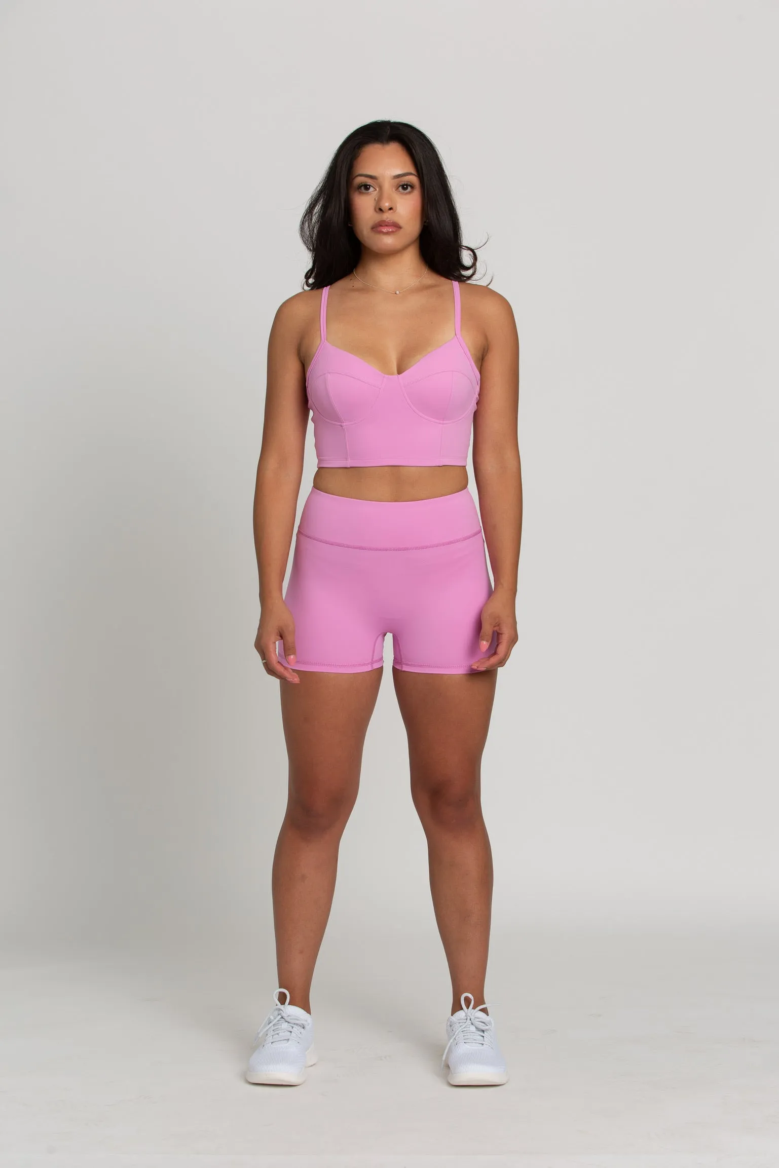 Light Magenta Zipper Spandex Shorts