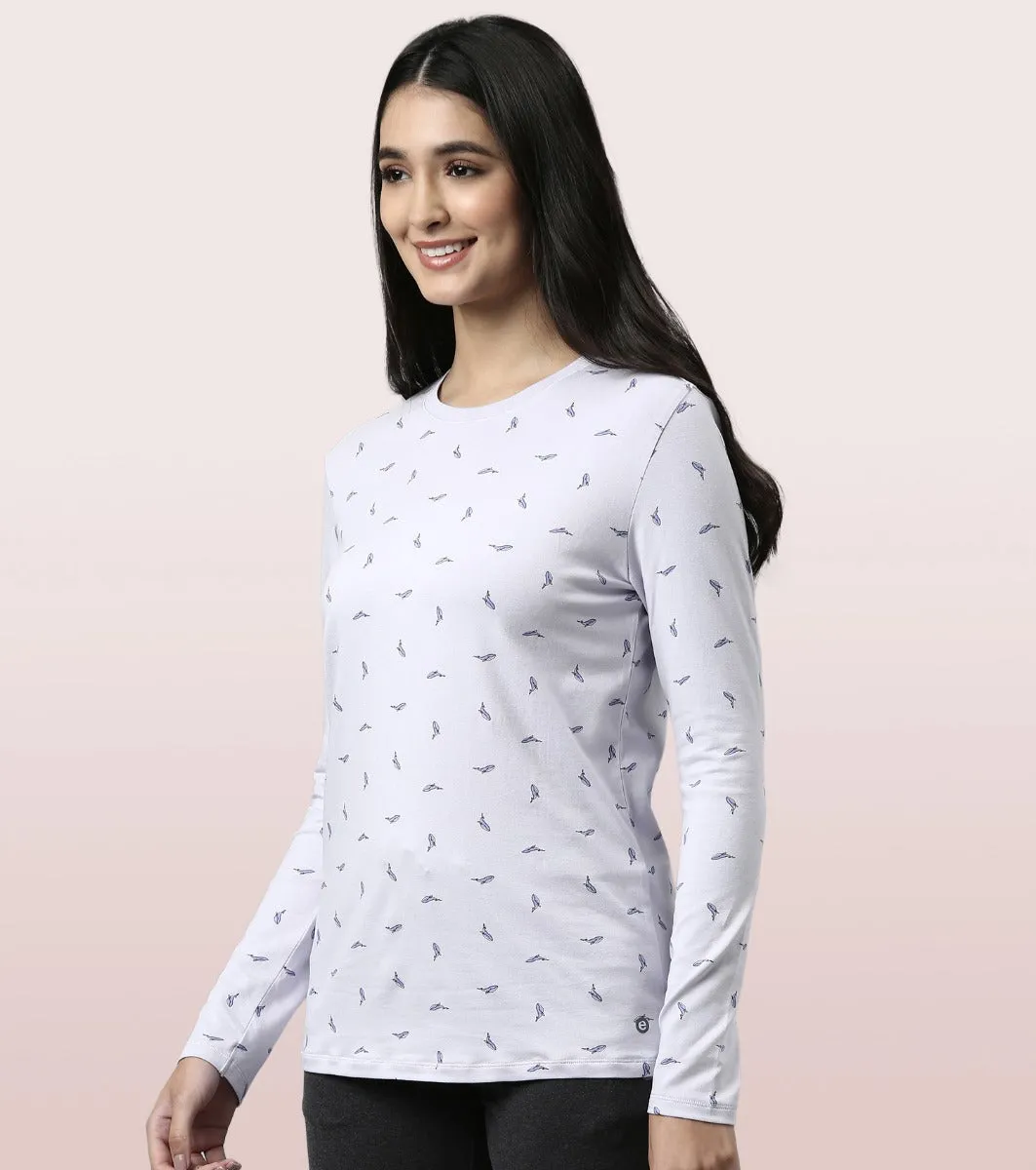 Long Sleeve Basic Crew Tee - Graphics | Crew Neck Basic Stretch Cotton Tee