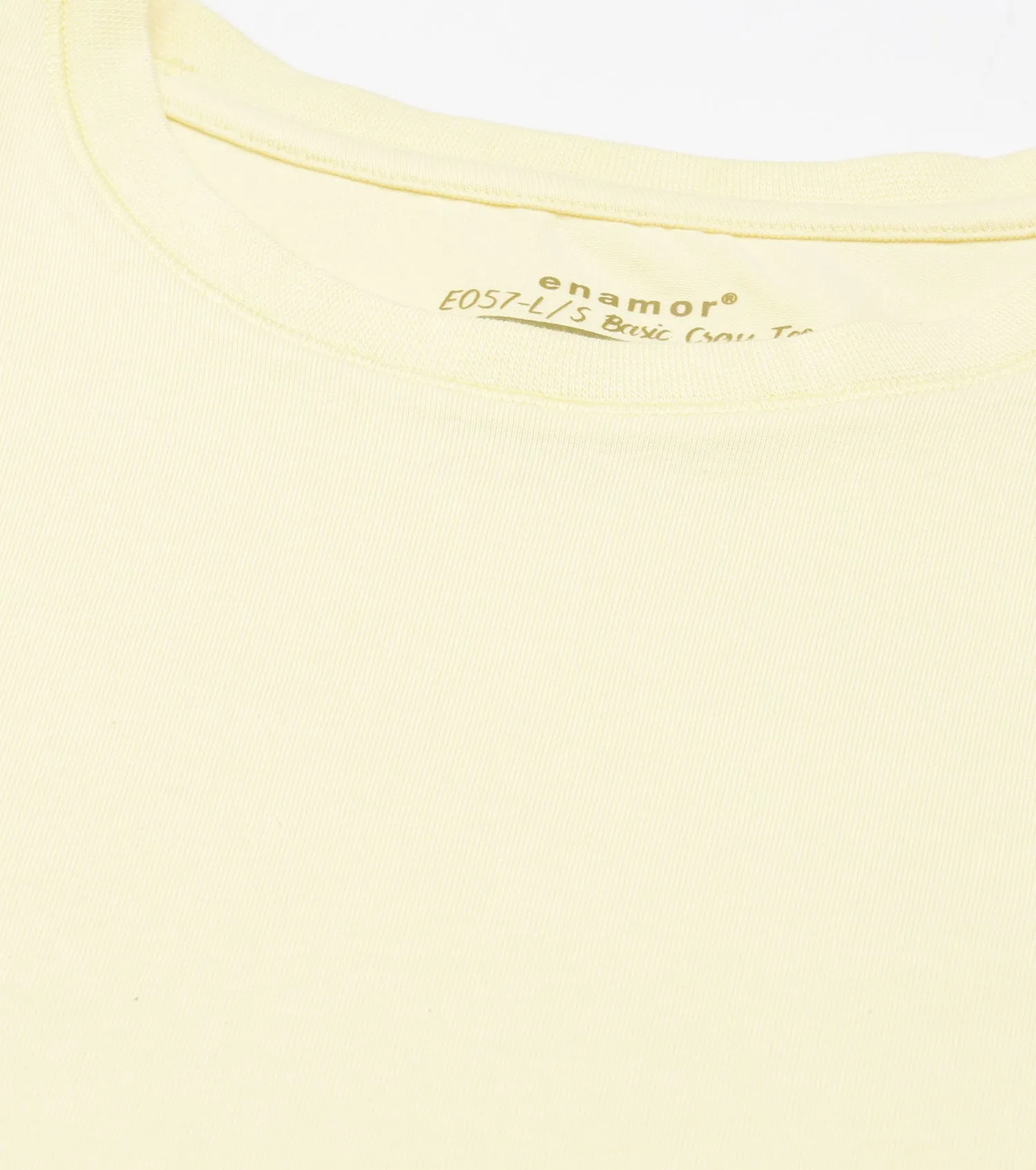 Long Sleeve Basic Crew Tee - Solid | Crew Neck Basic Stretch Cotton Tee
