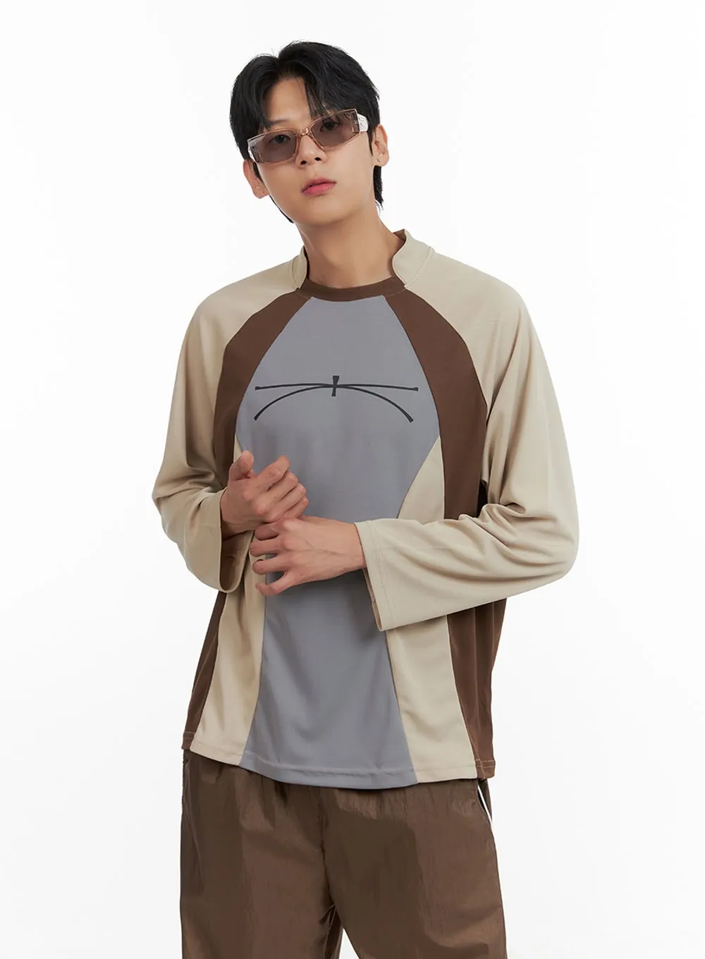 Men's Nylon Raglan Graphic Long Sleeve IL403