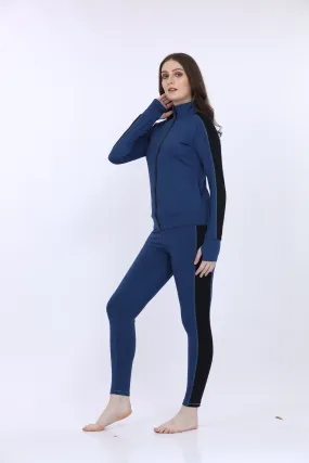 Navy Blue Poly Spandex Women’s Full Sleeve Tracksuit