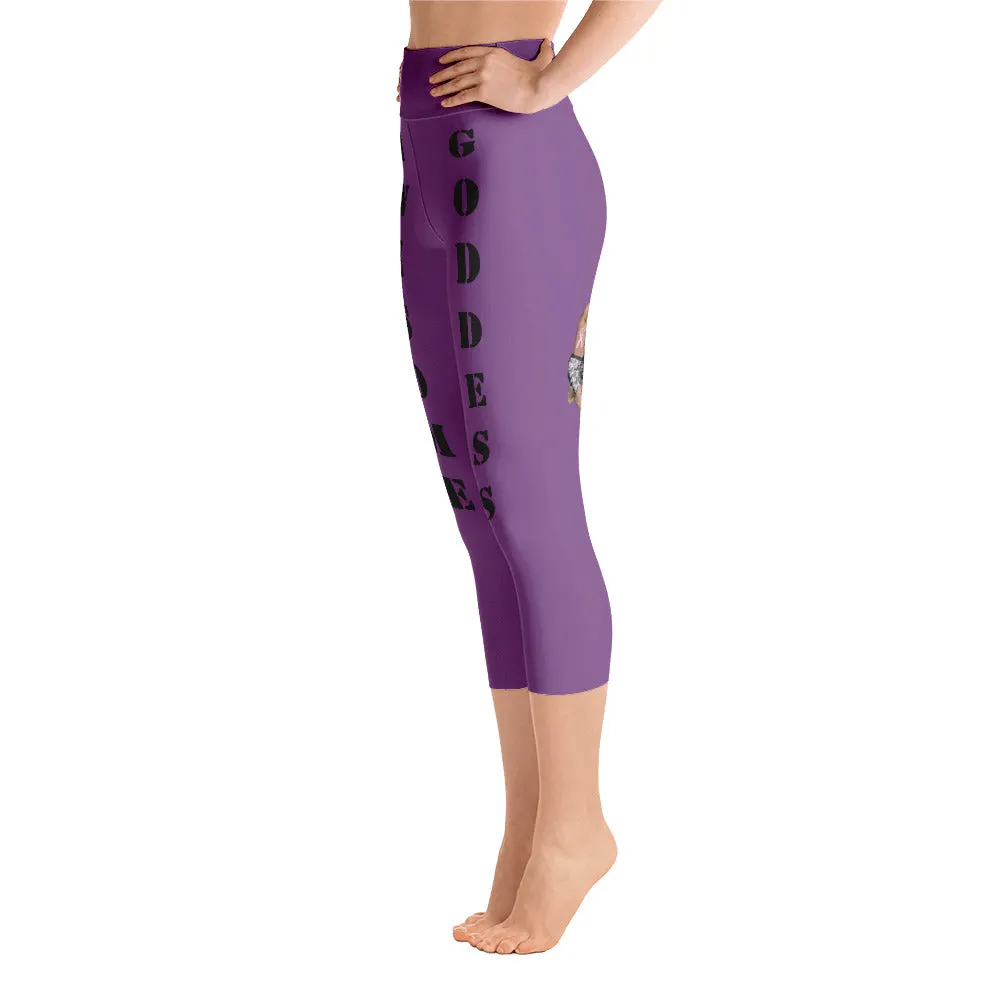 Our best viral leggings purple awesome goddess black letters