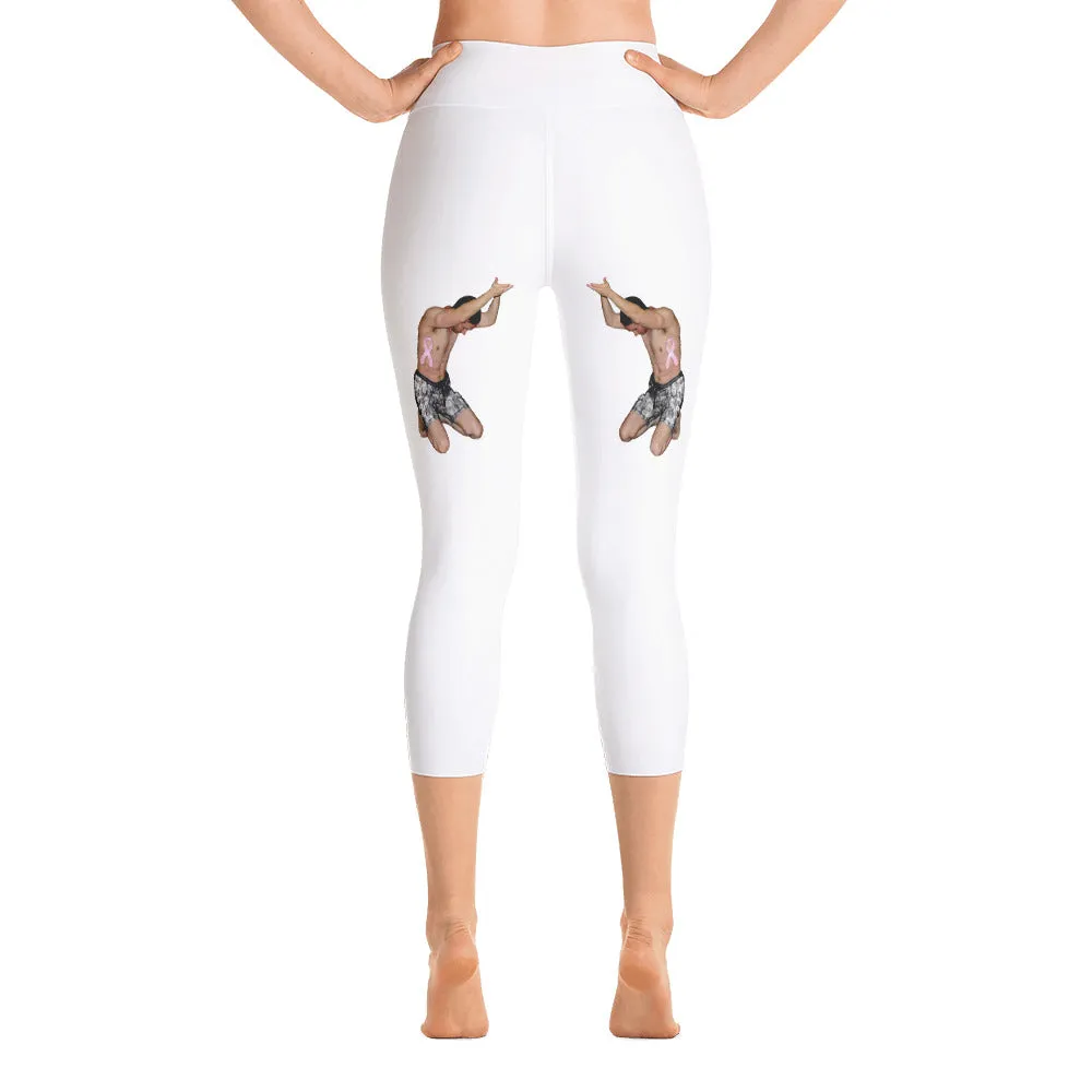 Our best viral yoga capri leggings with woman power - White Color with White Letters
