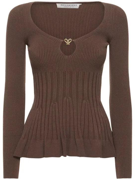 Philosophy Di Lorenzo Serafini   Ribbed viscose blend top w/ cutout 