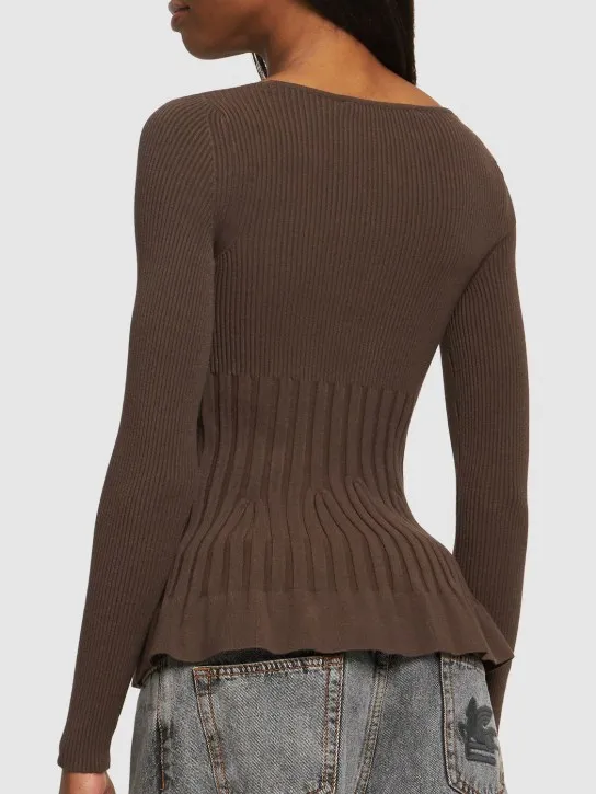Philosophy Di Lorenzo Serafini   Ribbed viscose blend top w/ cutout 