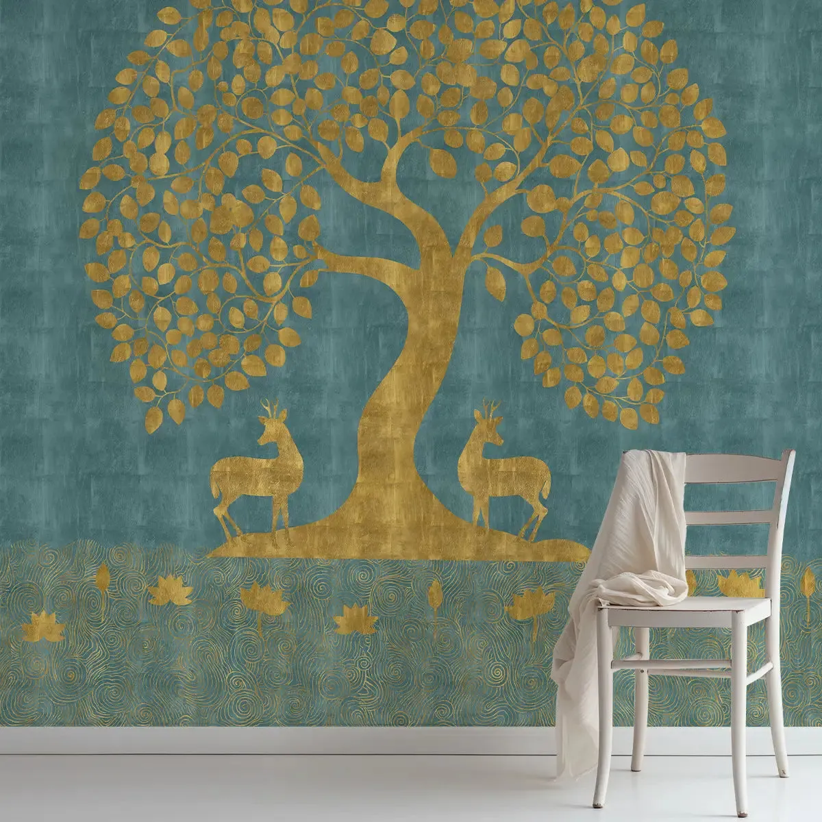 Pichwai Tree of Life Wallpaper, Blue